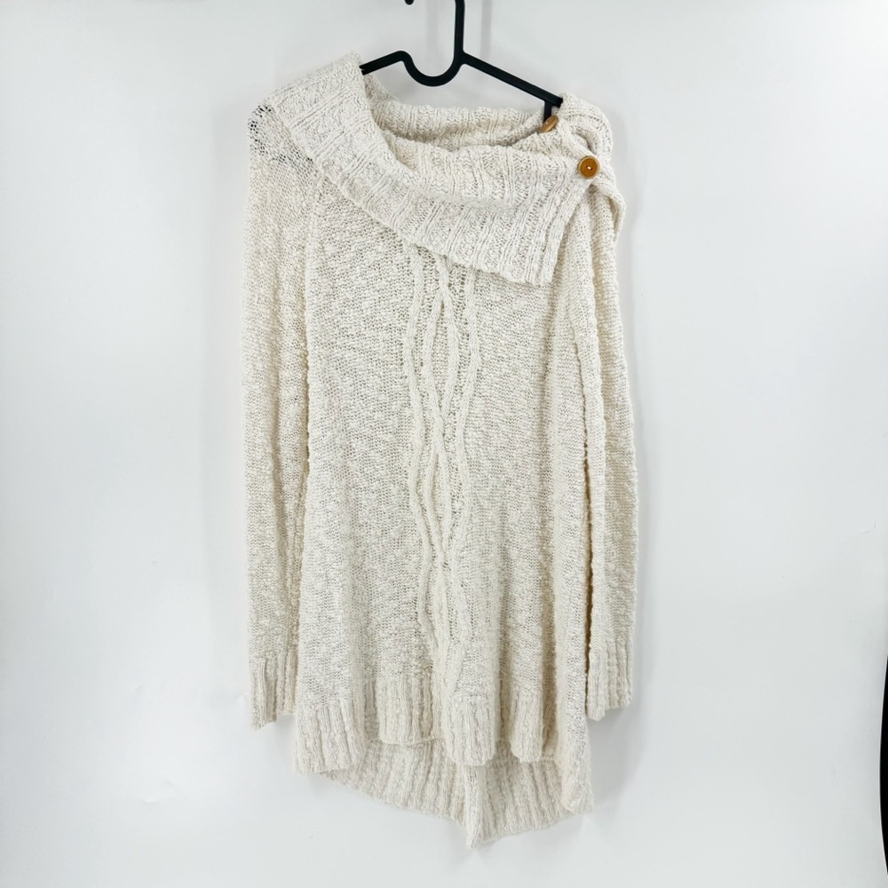 ✅ ANTHROPOLOGIE MOTH CREAM COWL NECK SWEATER SIZE LARGE NEUTRAL